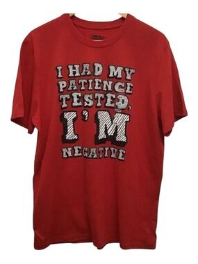 RED graphic t-shirt 𝅺funny tee red tee text graphic humor Action Apparel large